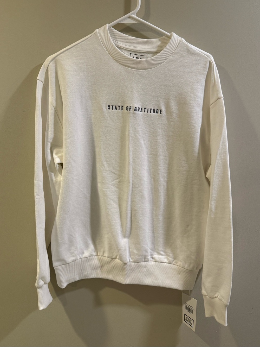 Women’s White 'State of Gratitude' Crewneck Sweatshirt